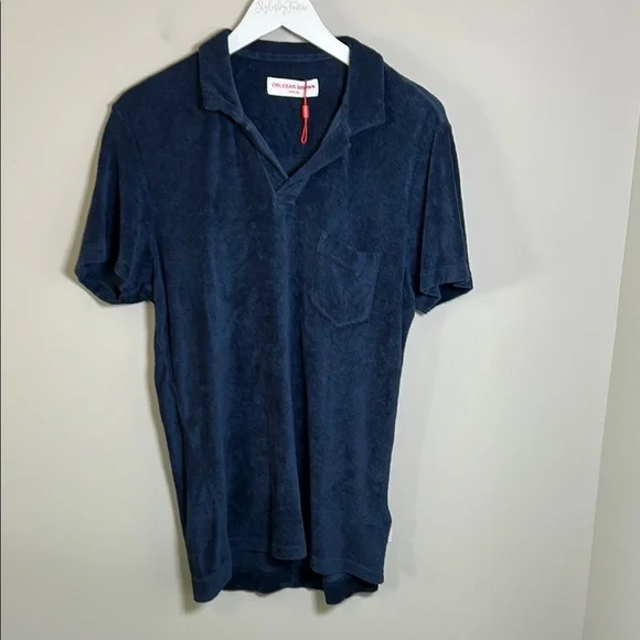 Orlebar Brown TERRY TOWELLING Polo Shirt Blue Tailored Resort Mens Sz M NEW - Picture 4 of 15